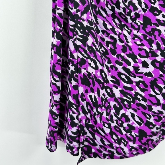 Women's Purple Leopard Print V-Neck Dress - Picture 3 of 7